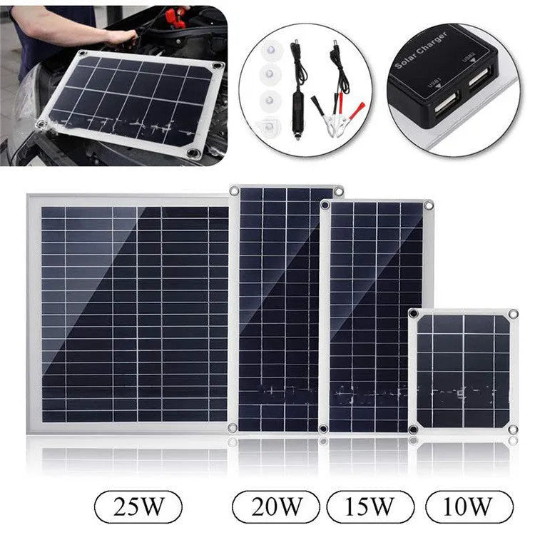 10W polysilicon solar panel with dual USB ports for outdoor device charging