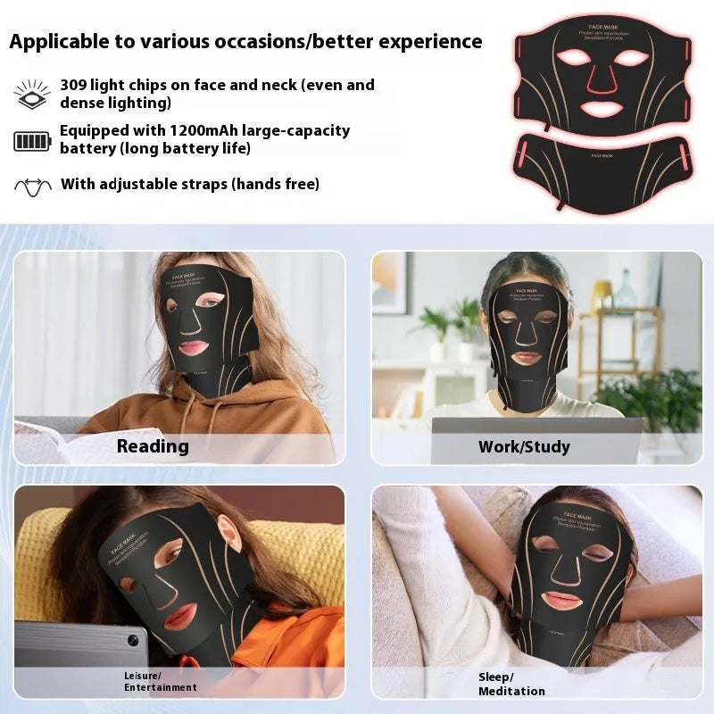 Black and gold household facial mask beauty instrument with headband and touch screen controls