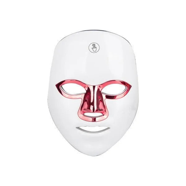 Rechargeable LED beauty mask in Black Golden Edge colour with manual touch controls and fixing strap