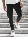 Men's leather-look casual trousers in khaki, black, or dark grey with middle waist and zip fly.