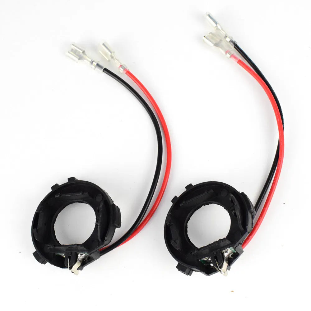Black H7 LED headlight adapter bracket with copper wiring for Volkswagen Golf 5 and Jetta models