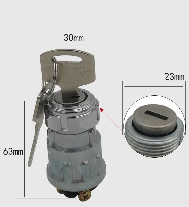 Pure copper ignition switch with key for trucks, forklifts, and agricultural vehicles in JK423 upgrade style