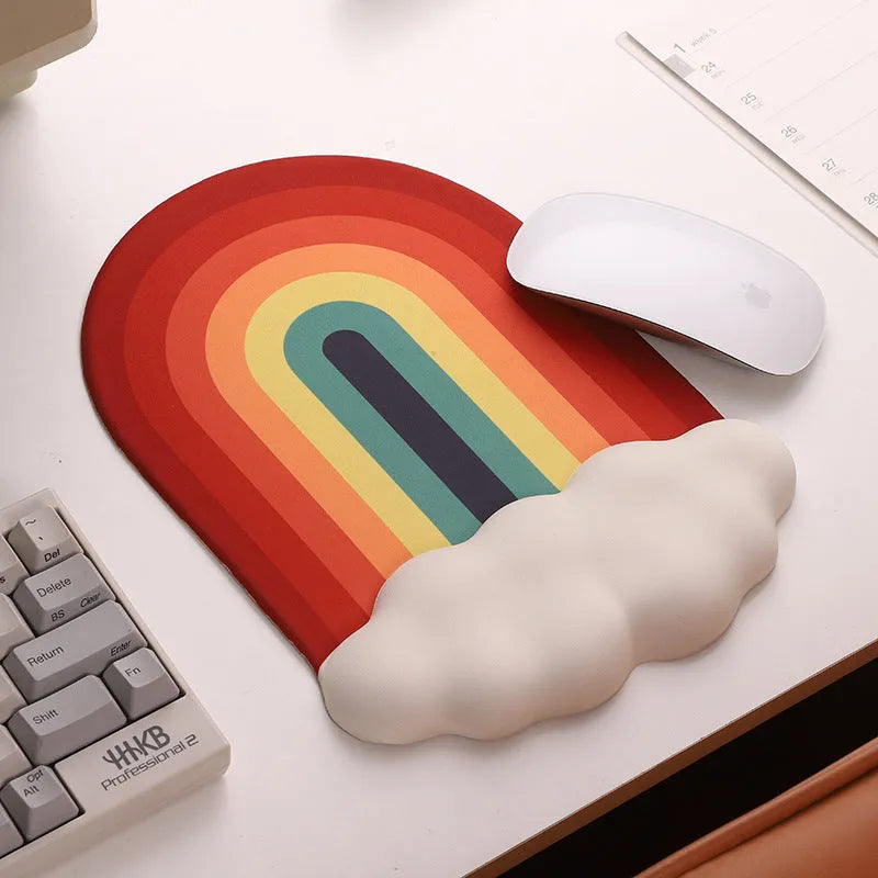 Silica gel wrister mouse pad and keyboard support set with pastoral cloud patterns in silicone material