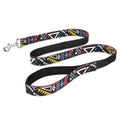 Black pet traction rope with hand-holding loop and plaid stripe pattern, 120cm imitation nylon dog lead