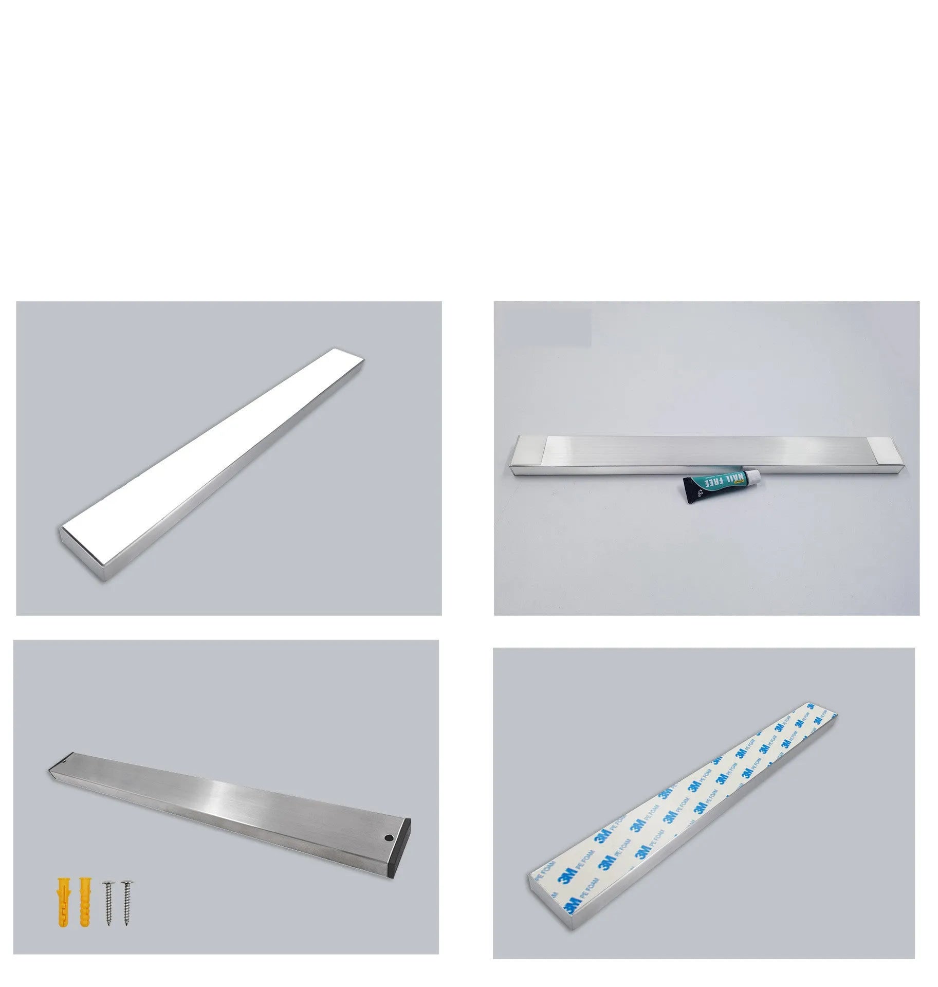 Stainless steel wall-mounted magnetic knife storage rack with multiple size options from 300mm to 600mm length