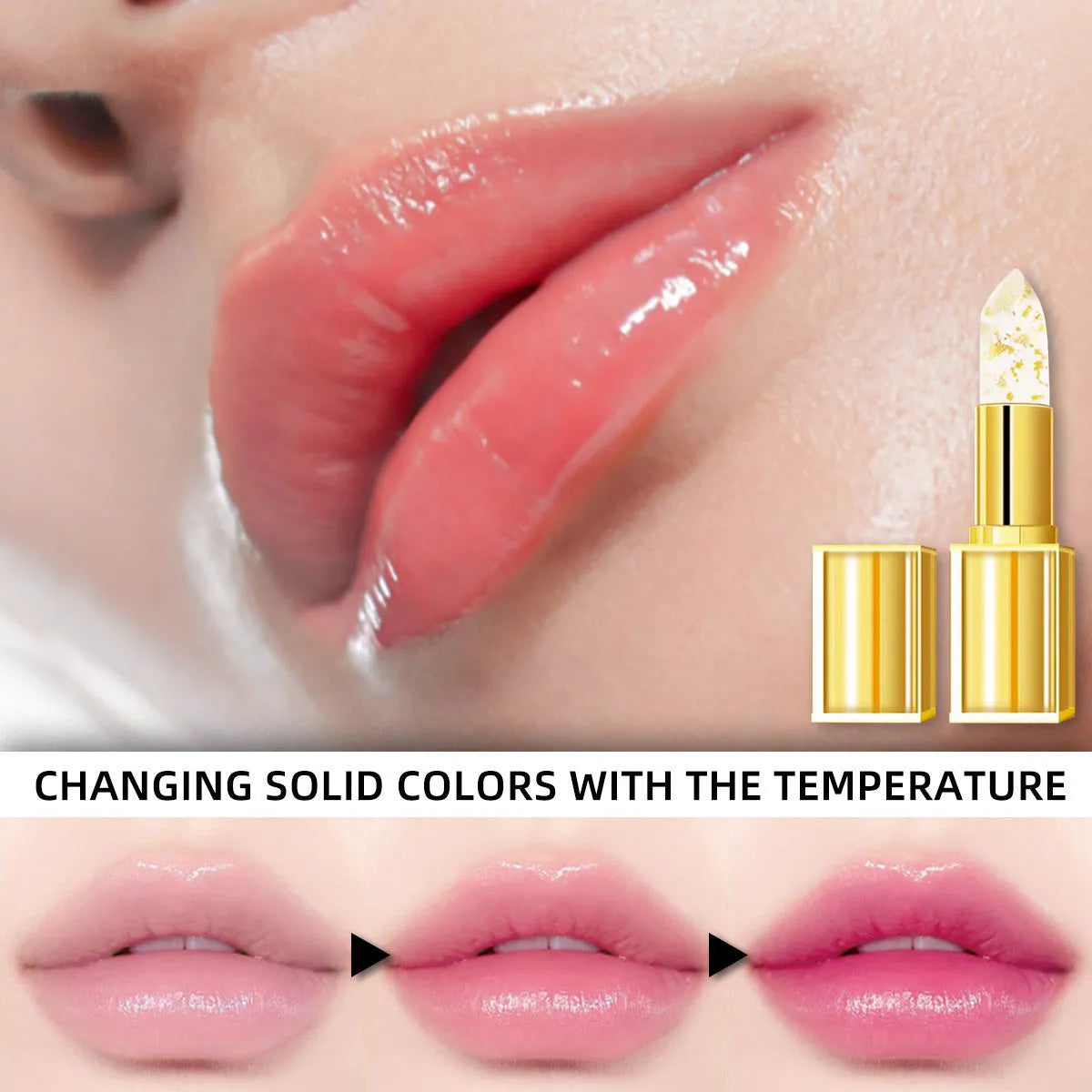 Colour-changing anti-smudge moisturising lipstick with gilding finish in YB1001 shade