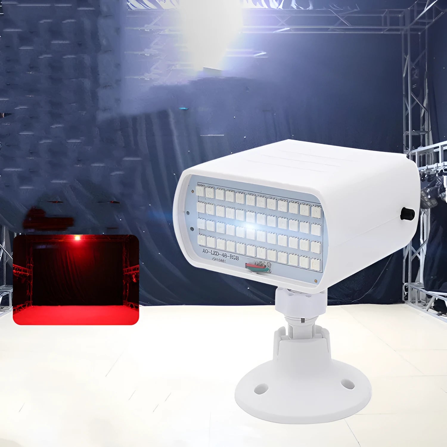 Sound control 48 LED strobe light with compact housing and dual flash modes