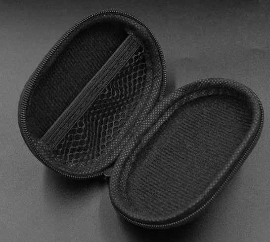 Black leather oval earphone storage bag for EDX PRO and ZEX series earphones