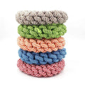 Cotton braided ring dog chew toy showing textured knots and 18cm diameter