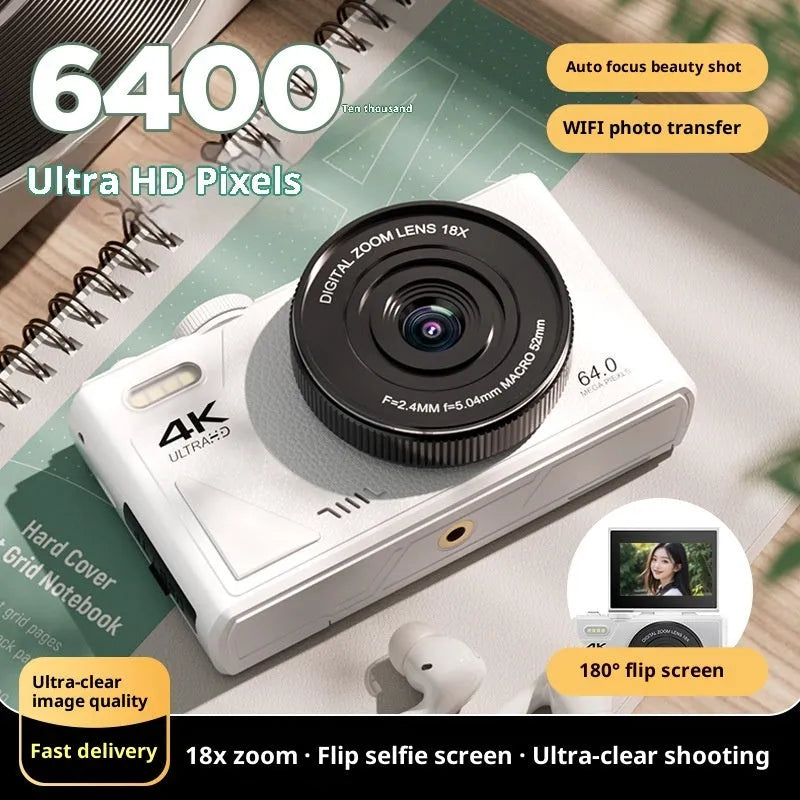 Compact CCD digital camera with WiFi and full HD screen, 11.5cm x 4.6cm x 6.95cm, in black pink or white