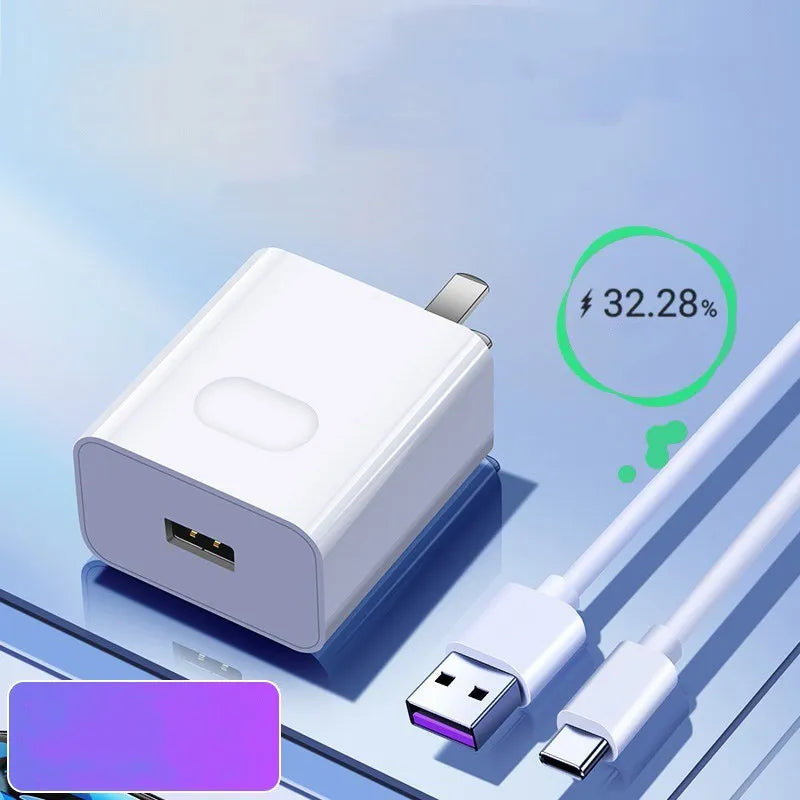 White 40W QC3.0 fast charger set with 5A charging cable for mobile phones