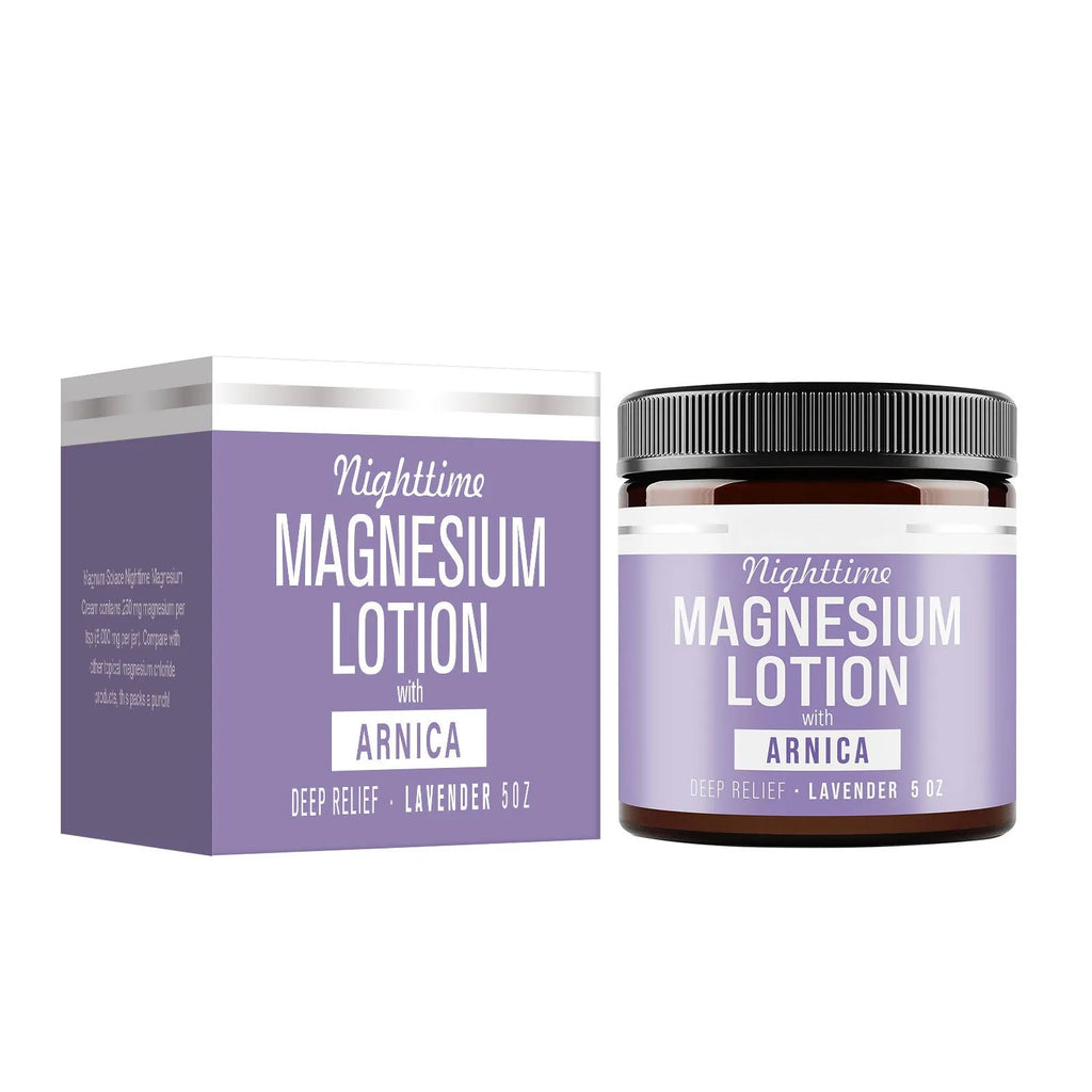 Magnesium body butter cream container measuring 7.1cm with 150ml content and shea butter formulation