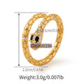 Gold coloured snake ring with open mouth design and adjustable opening