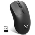Black wireless mouse with three-gear audio button for laptops, featuring photoelectric mode and battery operation