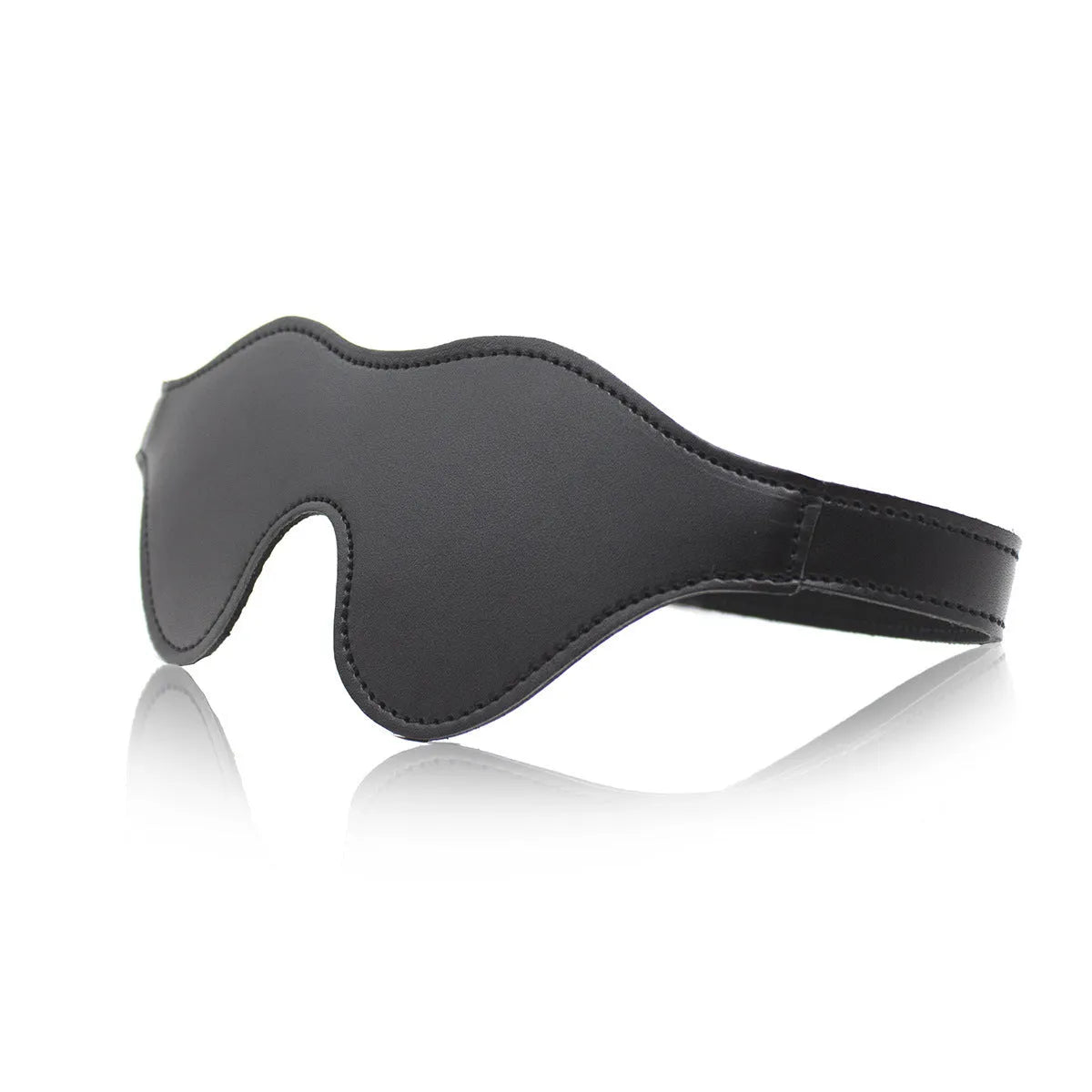 Women's adjustable velcro leather eye mask in five colour options showing three-dimensional design
