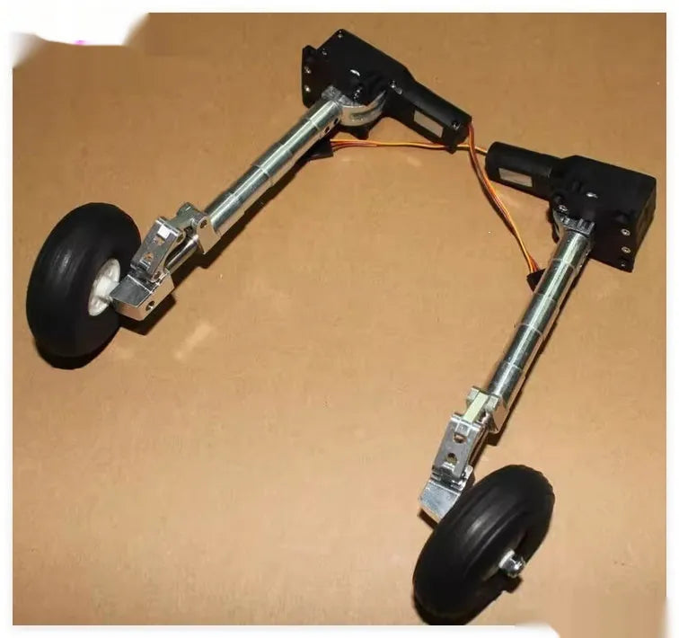 Retractable alloy landing gear for toy aircraft with shock absorption and adjustable height options