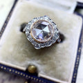 Rose gold two-tone alloy ring with inlaid moissanite, geometric women's design, sizes 6 to 10