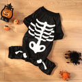 Halloween luminous skeleton costume for a dog, showing four-legged design.