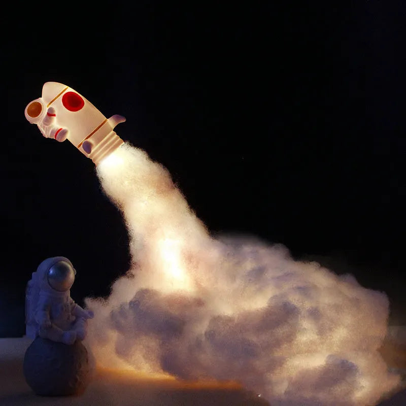 DIY LED astronaut rocket night light kit with 19cm chassis and warm light for desktop decoration