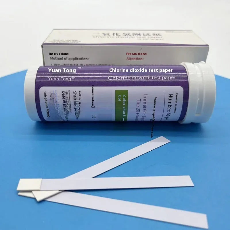 Chlorine dioxide test paper bottle containing 50 pieces for waste water concentration detection 0-1000 mg/L