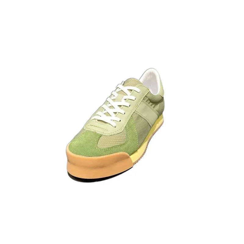 Men's black summer sports shoes with mesh panels, suede leather, and a herringbone pattern on the toe.