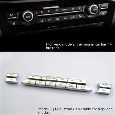 Silver automotive air conditioning button panel set with CD digital buttons for dashboard replacement