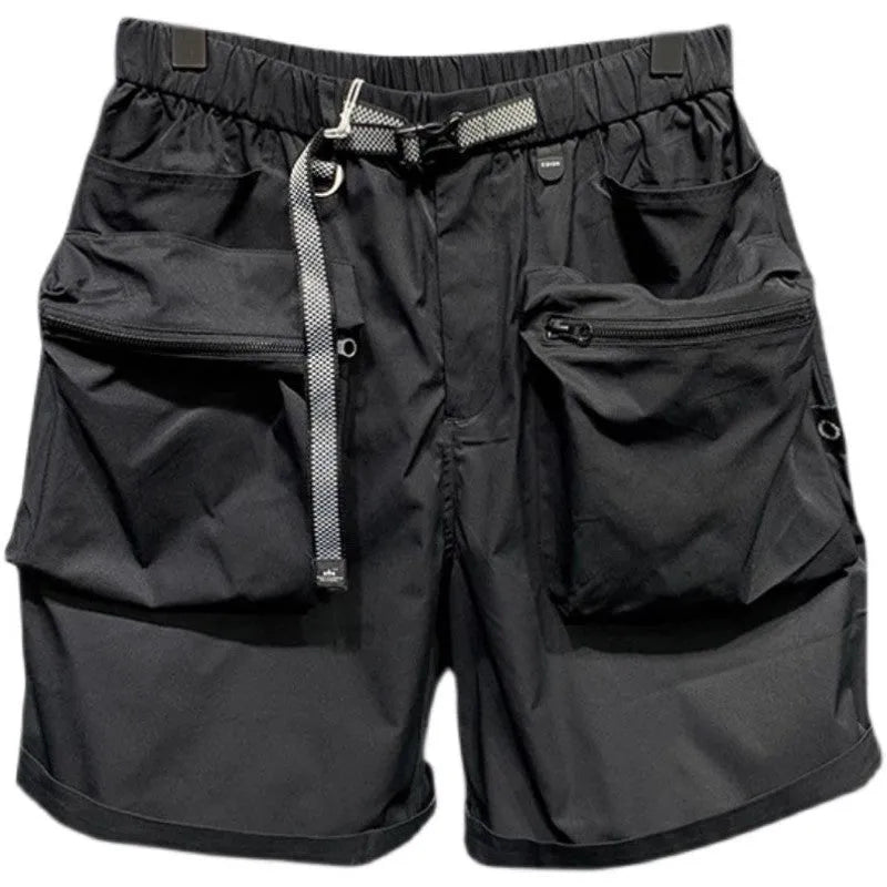 Men's black workwear shorts with loose fit, pockets, and non-ironing fabric, sized for waists up to 115kg