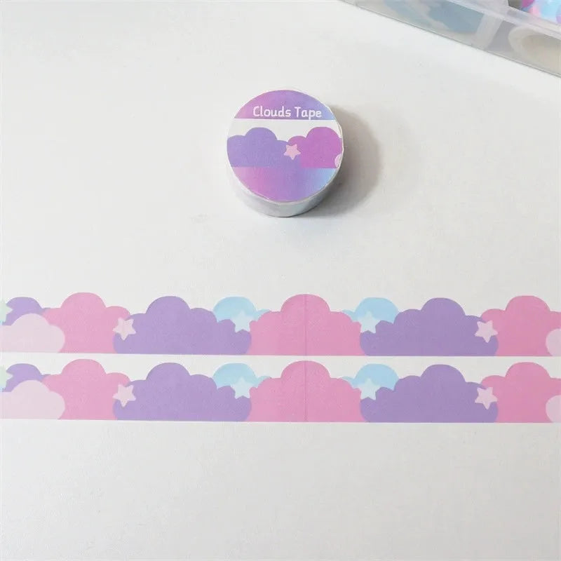 Stars and clouds pattern decorative washi tape, 24mm wide Japanese paper craft tape