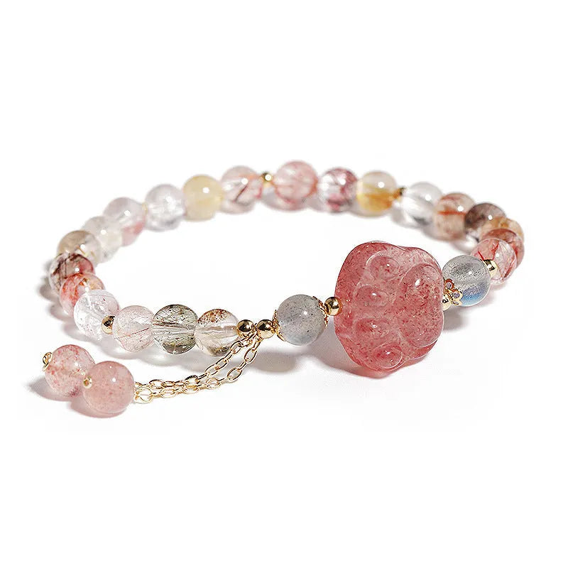 Handmade natural crystal women's bracelet with animal zodiac designs in Korean style