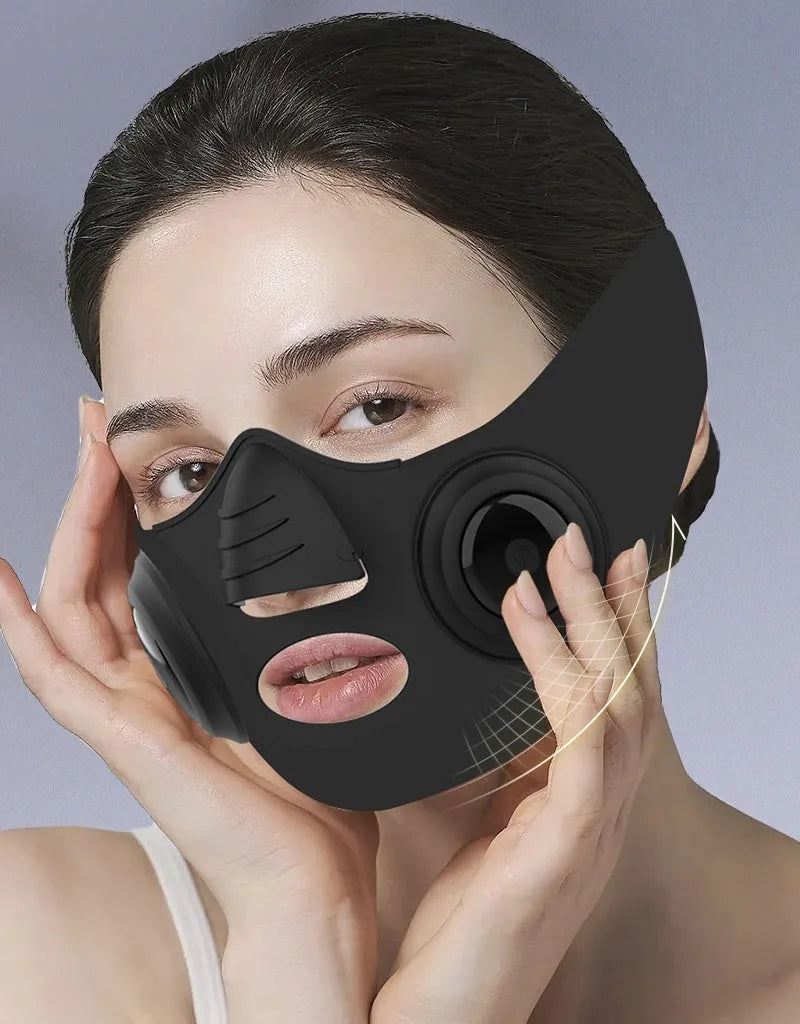 Black handheld photon facial device with USB port for skincare therapy