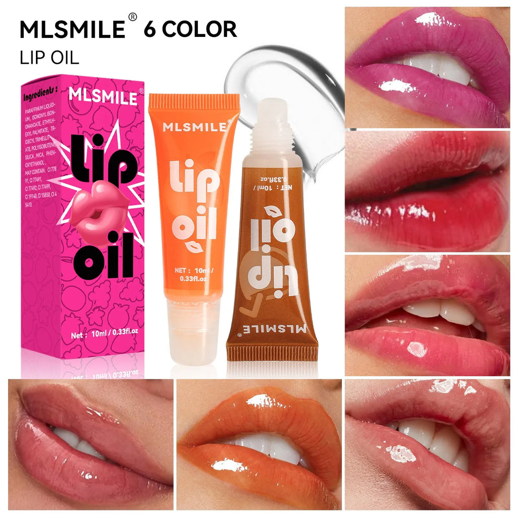 Moisturizing water light mirror lip gloss in 10ml hose tube, available in 6 colours.