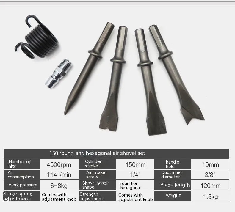150 size air hammer tool with hexagonal and round handle options for workshop use