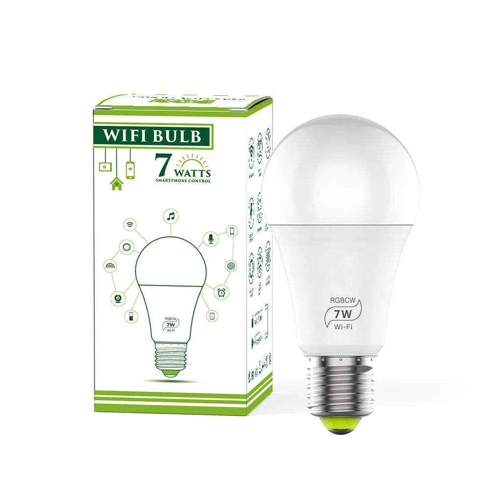 Smart WiFi LED light bulb with colour changing and voice control for Alexa and Google Home.