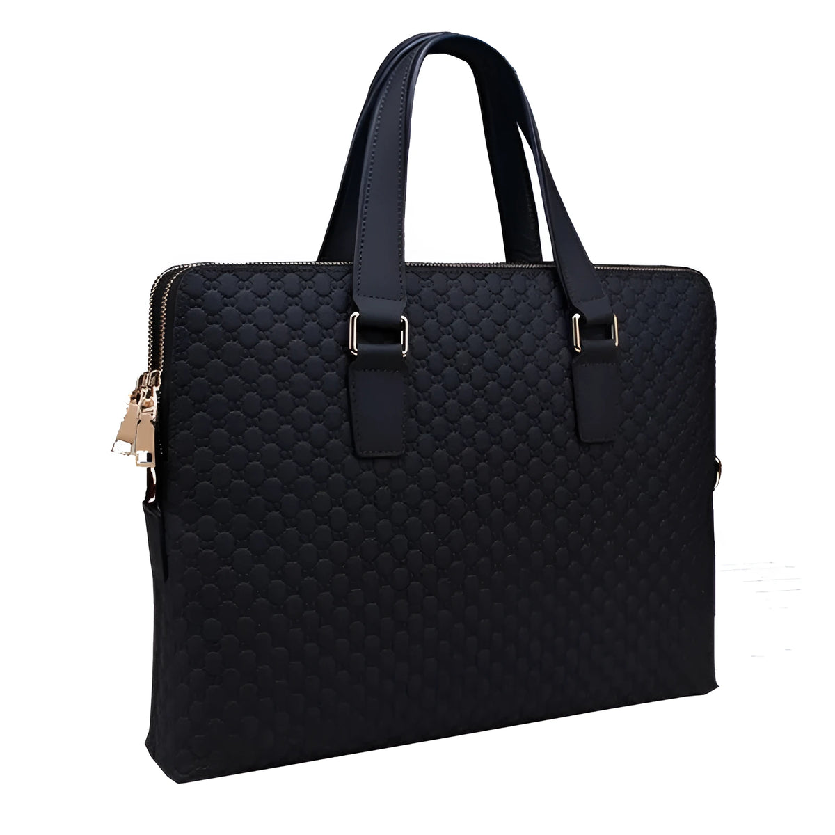 Genuine leather men's business handbag with 14 inch computer pocket, blue and black options