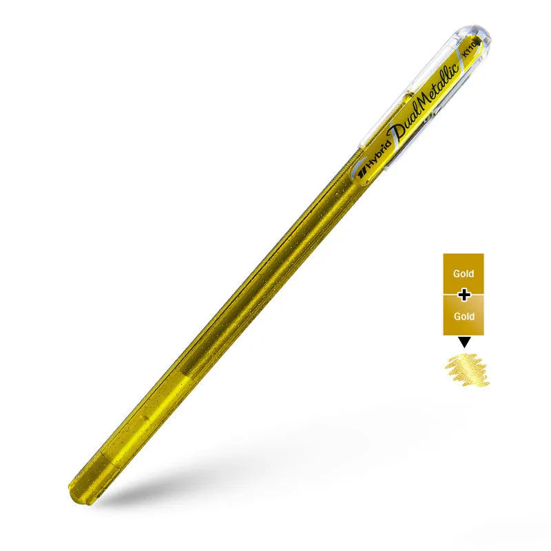 K110 1.0mm gel pen with pearlescent glitter ink in eight colour options.