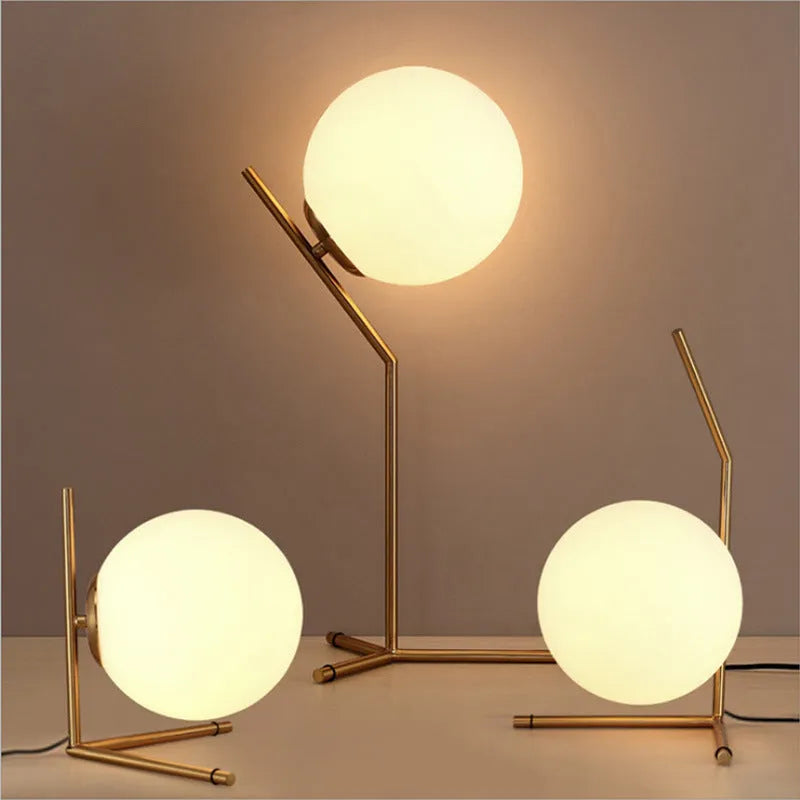 Glass ball table lamp with 12W white or warm light, 220V socket power and EU or US plug option
