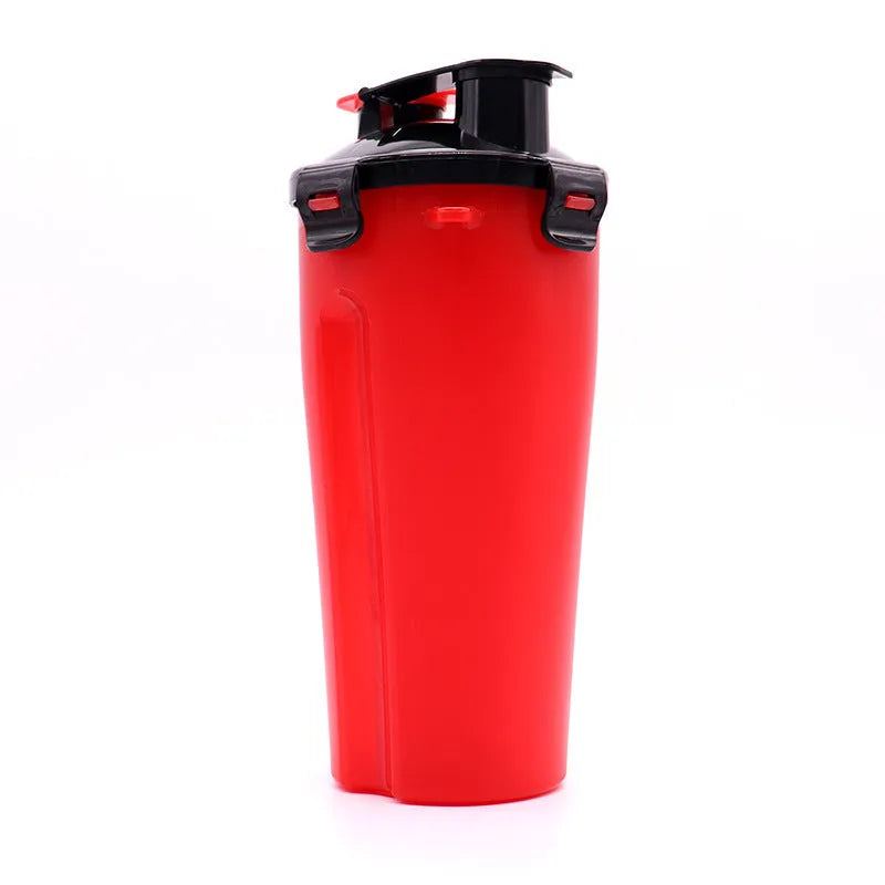 Portable pet water and food cup with dual compartments in assorted colours