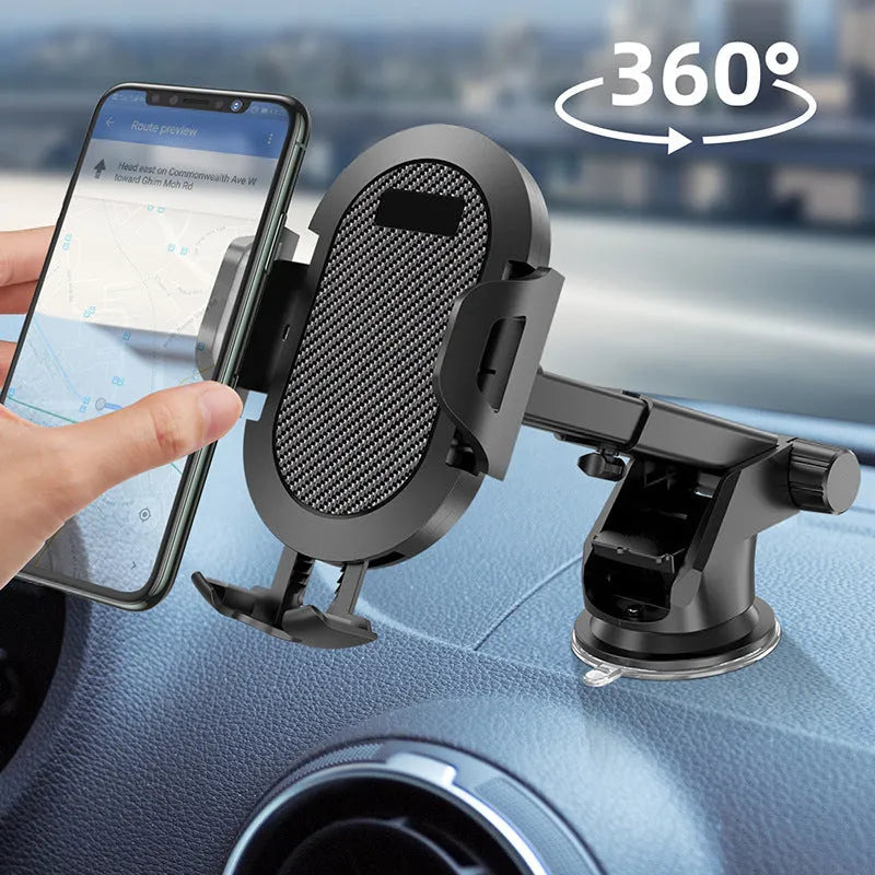 Auto lock car phone holder mounted on vehicle air vent holding mobile phone