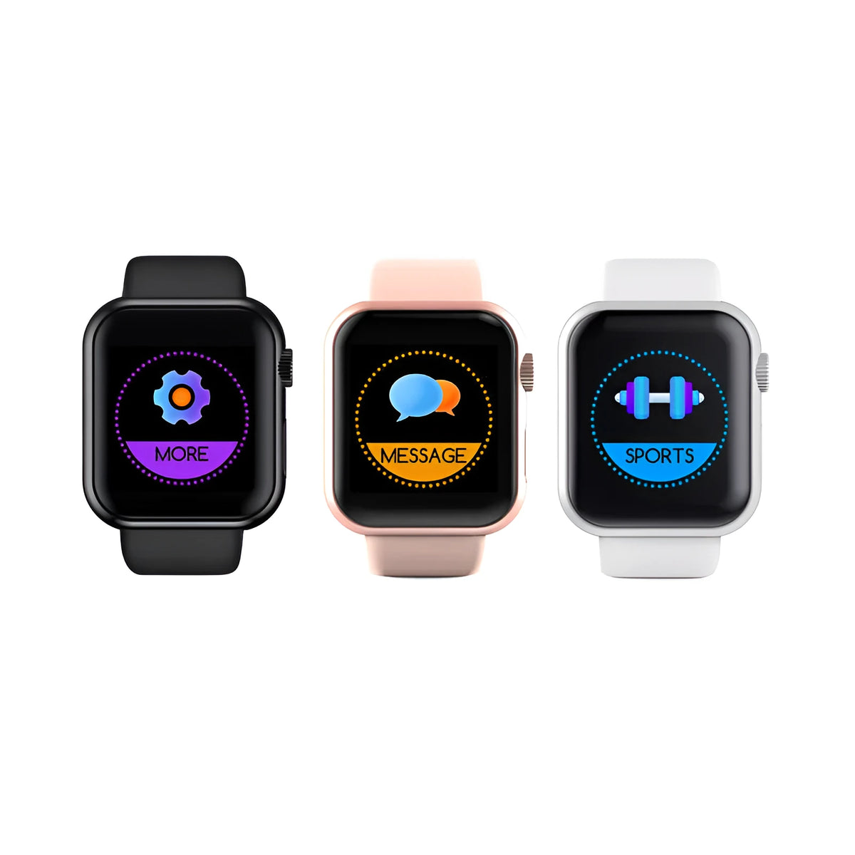 D28 sports smart bracelet with 1.3 inch touchscreen, plastic case and TPU wristband in Black, Pink or White