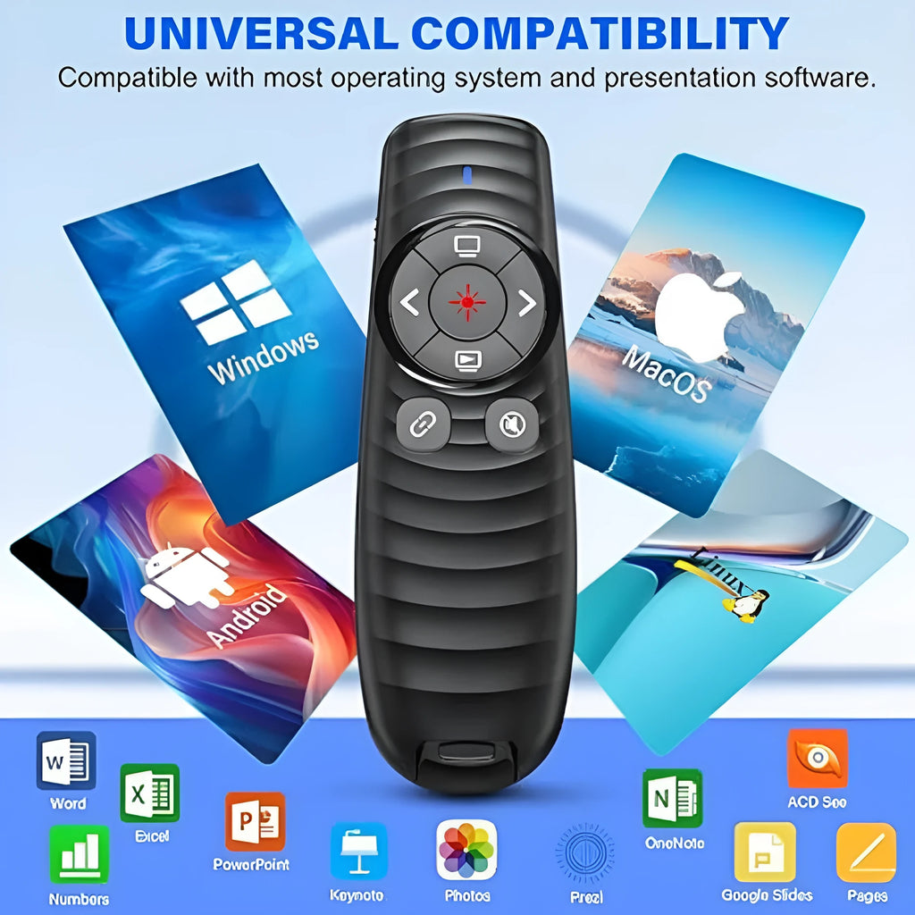 Dual receiving laser pointer remote control in black or white with ABS ROHS housing for presentations