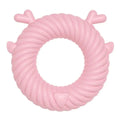 Deer-shaped dog chew toy with spiral grooves for teeth cleaning in blue, pink or green