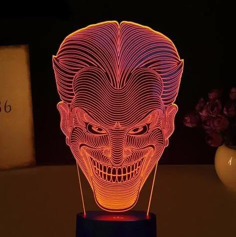 USB-powered 3D LED lamp with acrylic plate showing seven colour options and touch control