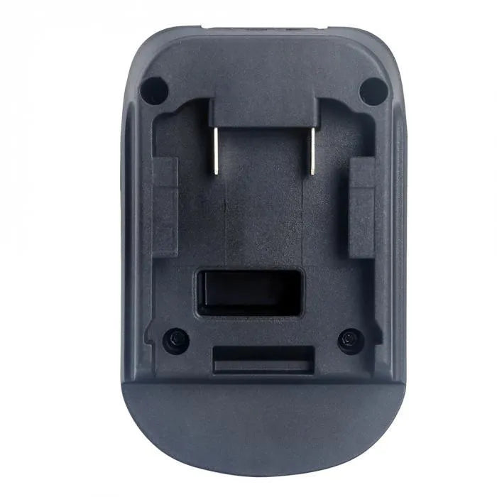 Black Milwaukee DM18M to MAKITA H99F battery adapter showing terminal connections and compact 125mm design