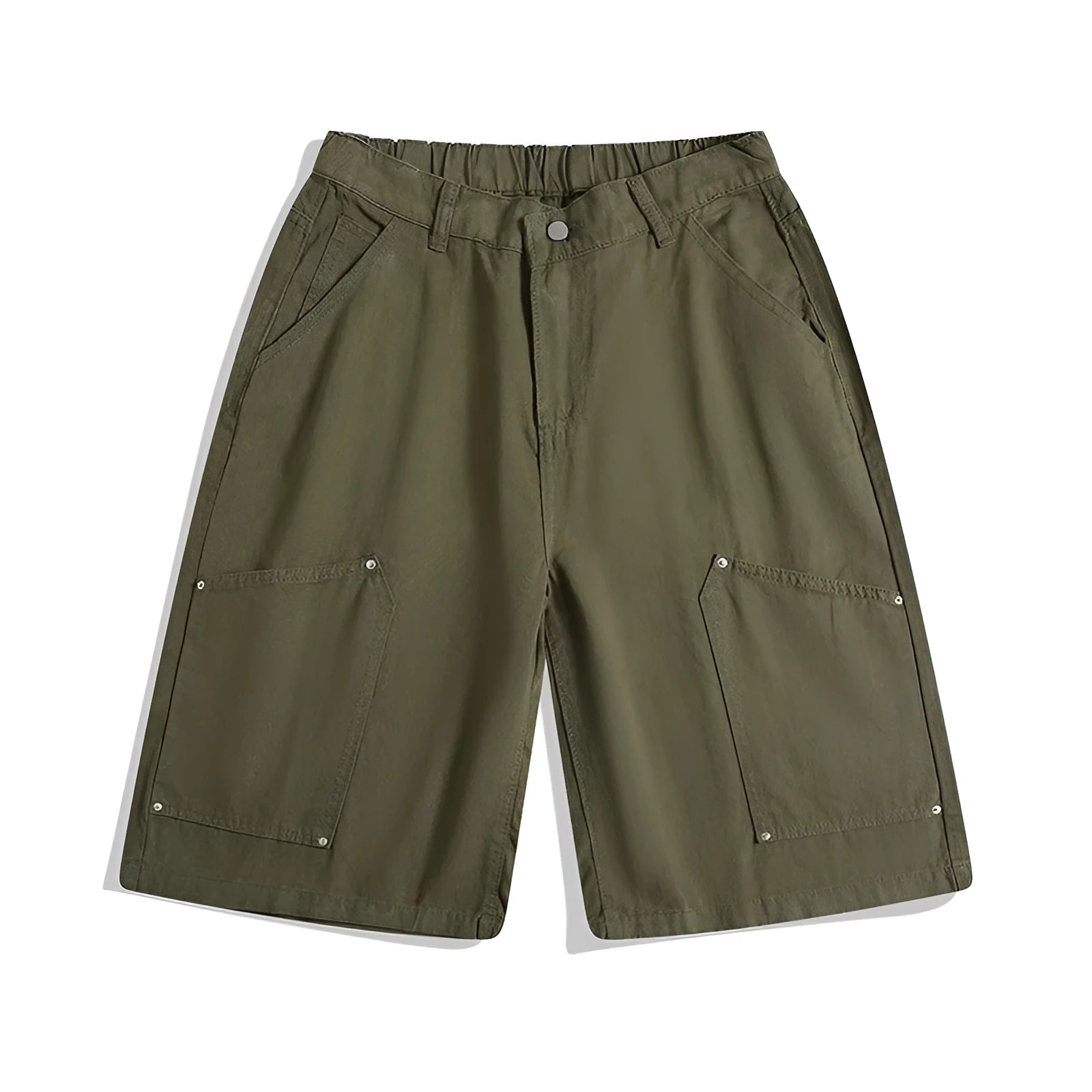 Cropped wide-leg workwear trousers in apricot colour with micro-elastic mid waist