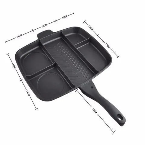 Large rectangular MasterPan 5-in-1 non-stick frying pan bakeware on a kitchen counter.