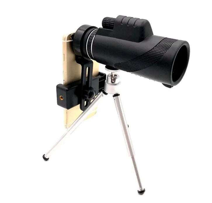 Black HD 40x60 cellphone telescope with 60mm lens, 40x magnification, and waterproof design for outdoor use