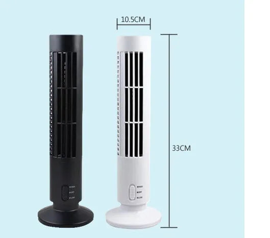 USB mini electric fan, plastic, 330 x 105 x 105 mm, White or Black, with dense safety net and two speed settings