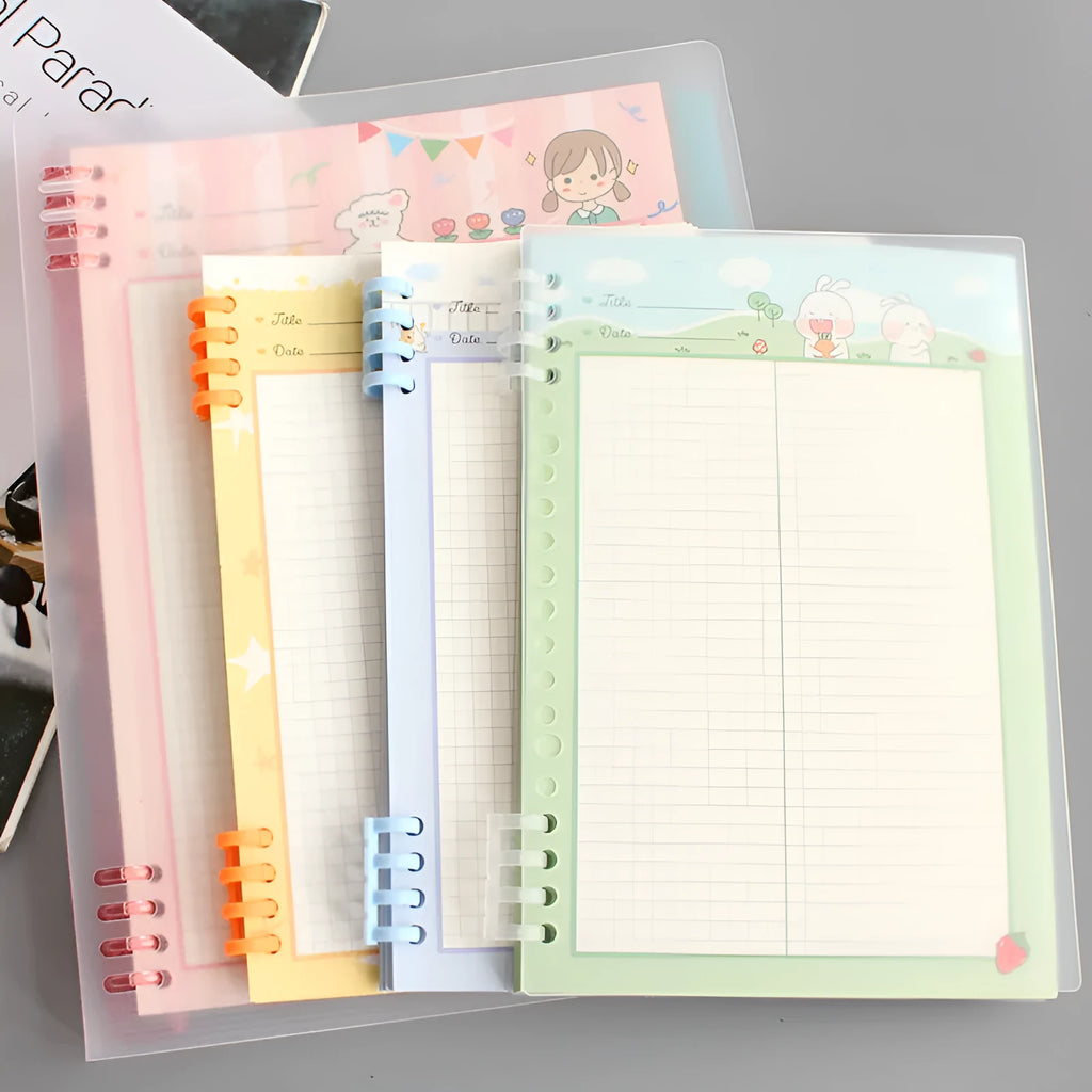 B5 loose-leaf notebook with 8-hole binder binding and PP plastic cover in multiple colour options
