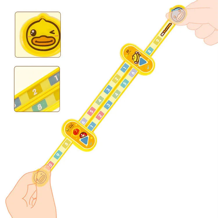 Yellow plastic cartoon digital resolution ruler for children, measuring 24.5 cm
