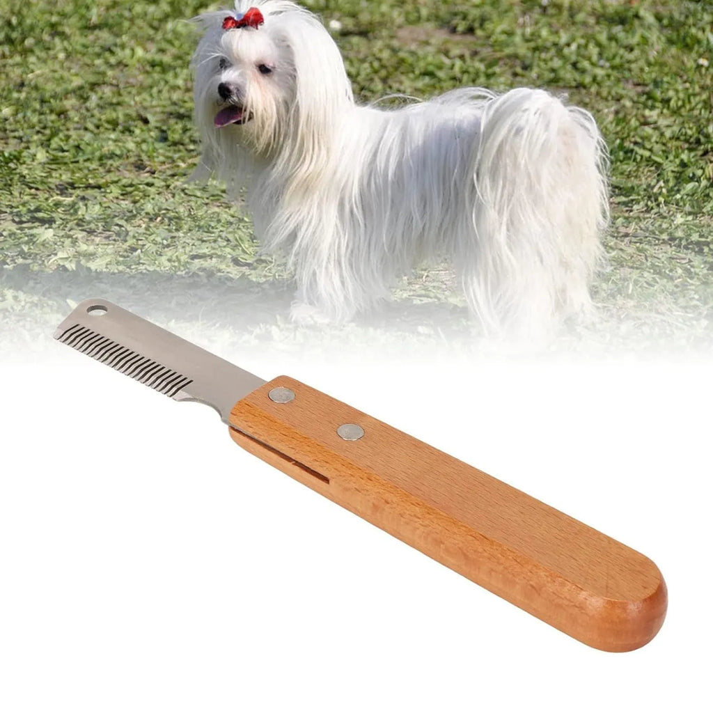 Pet stripping comb with wood handle for removing floating hair from cats and dogs grooming tool